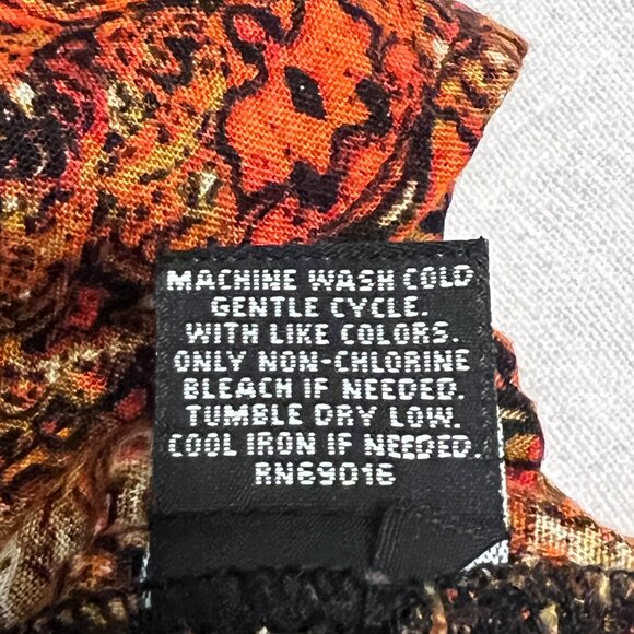 Relativity Boho Peasant Top Blouse XL Brown Orange Paisley Print Rayon Pullover - Picture 6 of 8